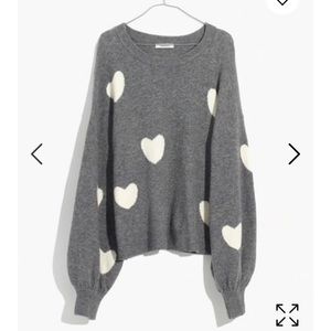 Madewell Heart Balloon-Sleeve Sweater